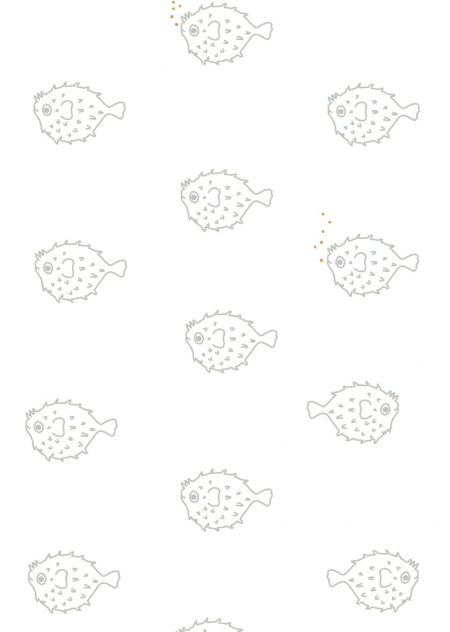 Behang Vissen zeegroen